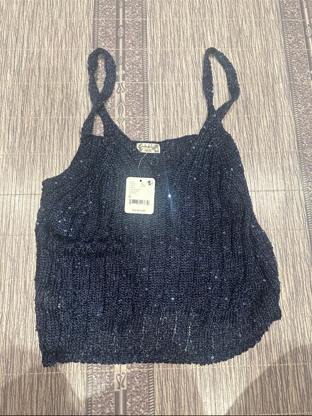 free people flash Hollow Tank Top Sequin Knit